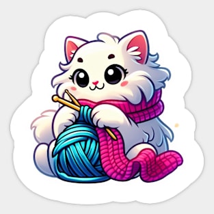 the knitting kitty Sticker